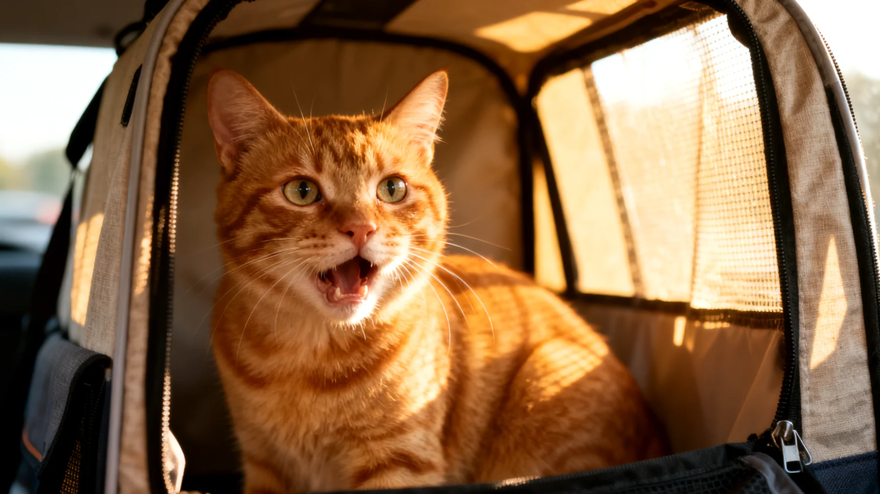 Katzen leiden häufig unter Stress und Angst während Reisen, was zu Verhaltensauffälligkeiten wie Miauen, Unsauberkeit oder Verweigerung von Futter und Wasser führen kann, wenn keine beruhigende tägliche Routine etabliert wird"