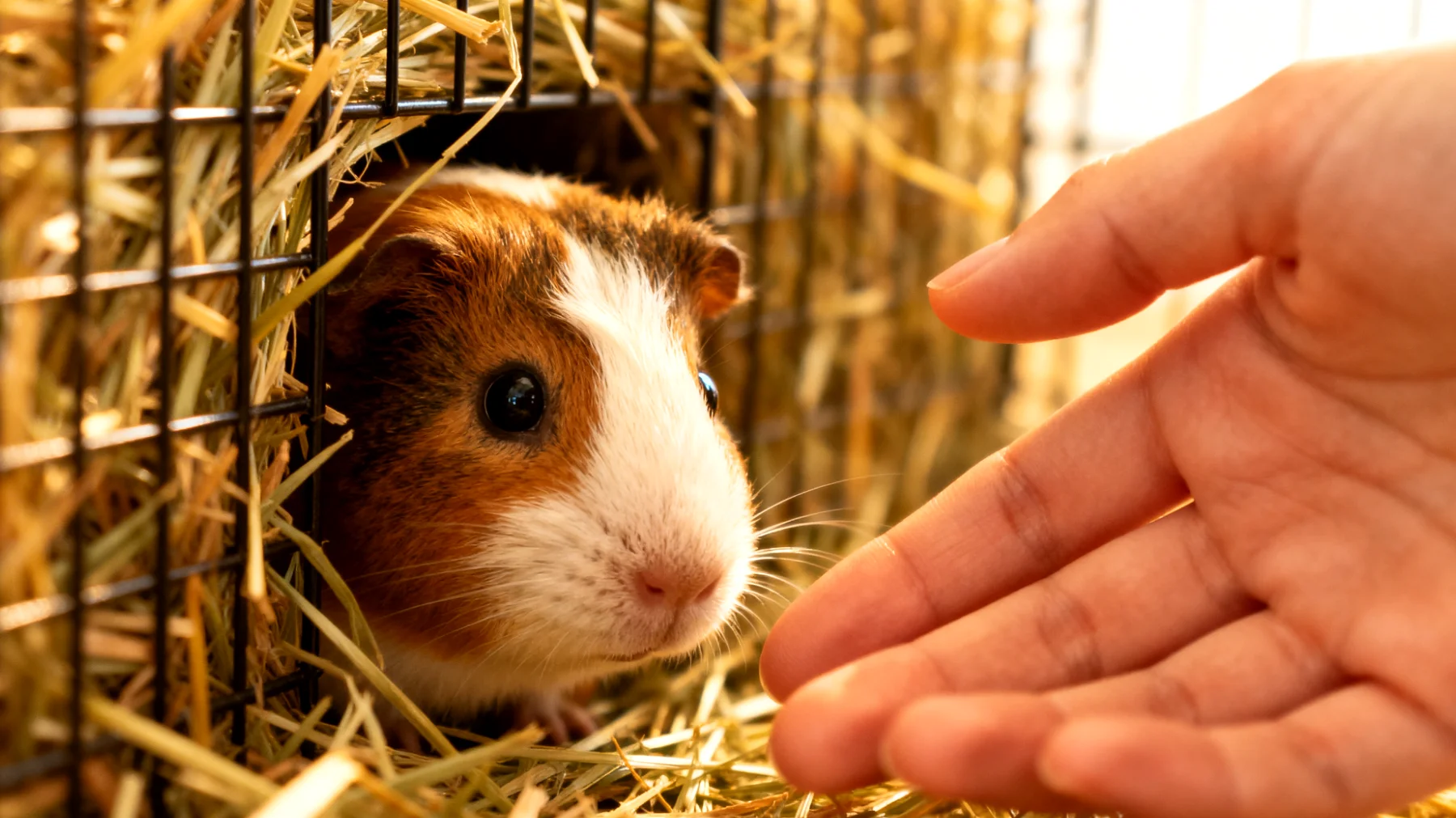 Neuangeschaffte Meerschweinchen-Jungtiere zeigen Angst und verstecken sich ständig, wodurch die Eingewöhnung erschwert wird und eine Vertrauensbasis zum Halter nicht aufgebaut werden kann"